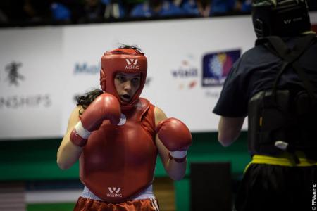 Delphine Stambouli au Championnat du Monde de Sanda 2014.