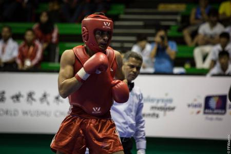 Thomas Nguyen pendant le Championnat du monde de Sanda 2014.