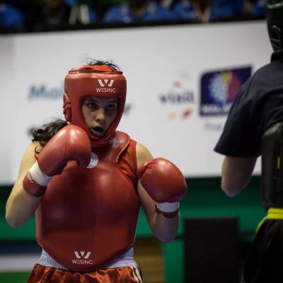 Delphine Stambouli au Championnat du Monde de Sanda 2014.