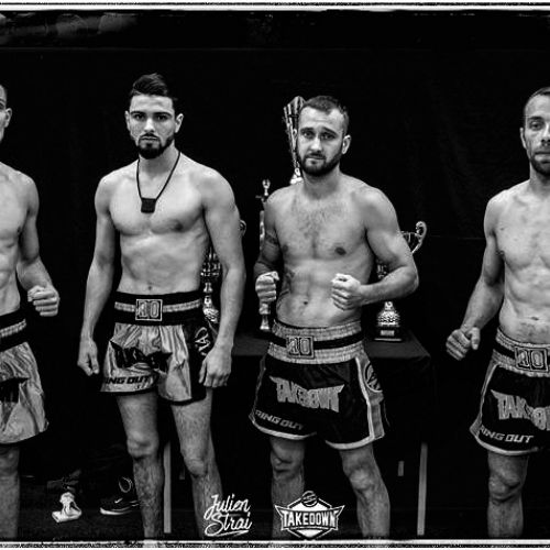 Jonathan Nguyen et les autres participants au tournoi du Takedown Fighting Championship 2017 à Tarare.