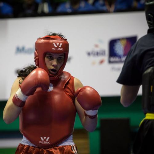 Delphine Stambouli au Championnat du Monde de Sanda 2014.